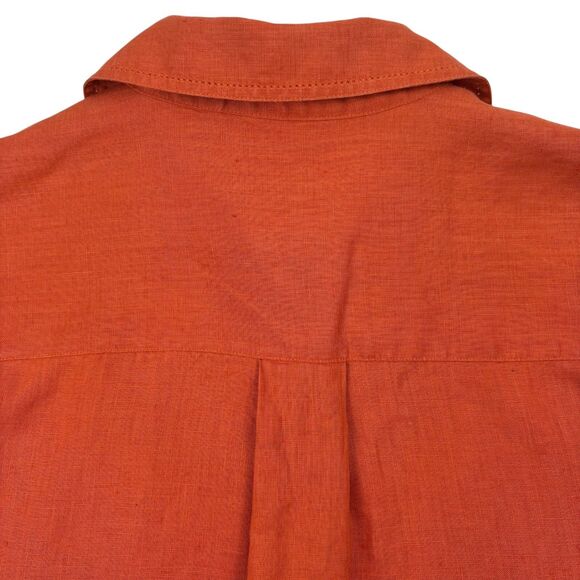 Westbound Orange Linen Button-Up LS Blouse Minimalist Beach Natural Large - Picture 11 of 14